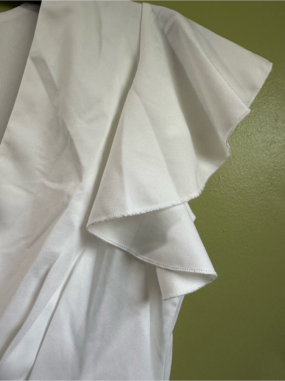 V-Neck Cream Ruched Mini Dress - Picture 8 of 11
